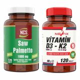 Ncs Saw Palmetto 1000 mg 120 Tablet + Nevfix Vitamin D3 K2 120 Tablet