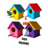 Ncy Ahşap Kuş Evi Kuş Yuvası Dış Mekan Suya Dayanıklı 4 Adet 15 x 15 x 20 CM