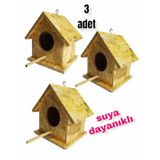 Ncy Ahşap Kuş Yuvası Kuş Evi Dış Mekan Suya Dayanıklı 3 Adet 13 x 13 x 18 CM