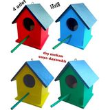 ncy Ahşap Kuş Yuvası Kuş Evi Dış Mekan Suya Dayanıklı 4 Adet 13x18 cm