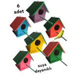 Ncy Ahşap Kuş Yuvası Kuş Evi Dış Mekan Suya Dayanıklı 6 Adet 15 x 15 x 20 CM
