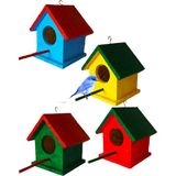 Ncy Home Ahşap Kuş Yuvası Dış Mekan Suya Dayanıklı 4 Adet - Renkli