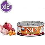 N&D 12x80 gr Balkabağı ve Bıldırcınlı Yetişkin Kedi Konservesi