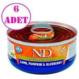 N&D 6x70 gr Balkabaklı Tahılsız Kuzulu Yaban Mersinli Kedi Konservesi
