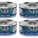 N&d Ocean Tahılsız 4 Adet Ton Sardalya Karides Yetişkin Yaş Mama 80 Gr