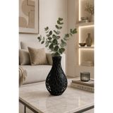 ND Shopping Modern Dekoratif Vazo Siyah – 3D Baskı Tasarım Salon Masa Üstü Kitaplık Ofis Dekoru 17x12 cm