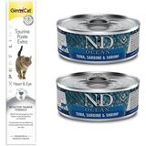 N&D Tahılsız 2 Adet Ton Sardalya Karides Kedi Yaş Mama 80 Gr+Gimcat 50 Gr Taurine Paste