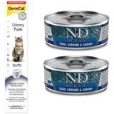 N&d Tahılsız 2 Adet Ton Sardalya Karides Kedi Yaş Mama 80 Gr+Gimcat 50 gr Urinary Paste