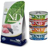 N&D Tahılsız Kuzu Yaban Mersini 1,5 kg Kedi Maması + 4'lü 80 gr Karışık Konserve