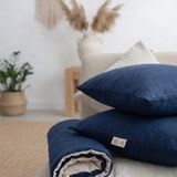 NDC Home Çift Taraflı Keten Koltuk Pedi / Şiltesi [kırlentli] - Lacivert-Krem - 70 x 110 cm - Lacivert - Krem