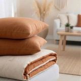 NDC Home Çift Taraflı Keten Koltuk Pedi / Şiltesi [kırlentli] - Tarçın-Krem - 80 x 140 cm