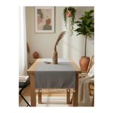 NDC Home Keten Gri Antrasit Şeritli Ponpon Runner 150 X 45