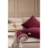 NDC Home Luxury Çift Taraflı Keten Koltuk Pedi / Şiltesi [kırlentli] - Bordo-Krem - 70 x 110 cm - Bordo - Krem