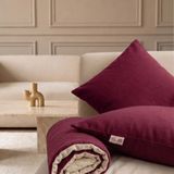 NDC Home Luxury Çift Taraflı Keten Koltuk Pedi / Şiltesi [kırlentli] - Bordo-Krem - 80 x 160 cm - Bordo - Krem