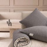 NDC Home Luxury Çift Taraflı Keten Koltuk Pedi / Şiltesi [kırlentli] - Füme-Krem - 80 x 140 cm - Füme - Krem