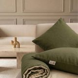 NDC Home Luxury Çift Taraflı Keten Koltuk Pedi / Şiltesi [kırlentli] - Haki-Krem - 70 x 120 cm - Haki - Krem