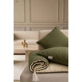 NDC Home Luxury Çift Taraflı Keten Koltuk Pedi / Şiltesi [kırlentli] - Haki-Krem - 70 x 180 cm - Haki - Krem