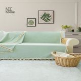 NDC Home Premium Keten Adaçayı Ponponlu Koltuk Örtüsü (170 x 220) - 170 x 220 cm