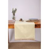 NDC Home Premium Keten Sarı Püsküllü Runner Masa Örtüsü(45 x 150) - 45 x 150 cm