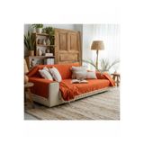NDC HOME Premium Keten Tarçın KAHVERENGİ Ponponlu Koltuk Örtüsü (170 x 220)