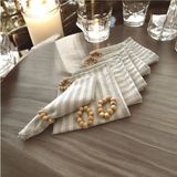 NDC Home Sütlü Kahve Keten Çizgili6 lı Peçete Takımı (Toka Hediyeli ) - 43 x 43 cm - Krem - Bej