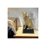 Ndome Altın Rengi Leopar Dekoratif Biblo Modern Tasarım Ev ve Ofis Dekorasyonu, Şık Masaüstü Süs Siyah & Altın 10 x 10