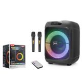 NDR NDR1745 Çift Karaoke Mikrofonlu Bluetooth Hoparlör FM Radyo 20W 8 İnç RGB Kumandalı Siyah