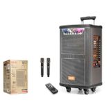 NDR NDR512 Çift Karaoke Mikrofonlu Bluetooth Hoparlör FM Radyo 80W 12 İnç Kumandalı Ahşap