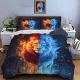 NDXRWDZR Alev löWe nevresim takımı, 220 x 240 cm, fermuarlı nevresim takımı, yetişkinler ve çocuklar için, yumuşak, nefes alan mikro elyaf nevresim + 2 yastık kılıfı 80 x 80 cm