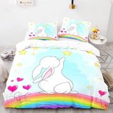 NDXRWDZR Çift Kişilik Nevresim 220 x 240 cm Yetişkin Beyaz Tavşan Gizli Fermuarlı Nevresim Takımı Yumuşak Anti-Alerji Mikrofiber Nevresim Takımı Nevresim ve 2 Yastık Kılıfı 50 x 80 cm