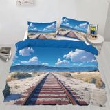 NDXRWDZR Çift Kişilik Nevresim 220 x 240 cm Yetişkin Çöl Demiryolu Gizli Fermuarlı Nevresim Takımı Yumuşak Anti-Alerji Mikrofiber Nevresim Takımı Nevresim Takımı ve 2 Yastık Kılıfı 50 x 80 cm
