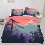 NDXRWDZR Çift Kişilik Nevresim 220 x 240 cm Yetişkin Dağ Ormanı Gizli Fermuarlı Nevresim Takımı Yumuşak Anti-Alerji Mikrofiber Nevresim Takımı Nevresim Takımı ve 2 Yastık Kılıfı 50 x 80 cm