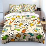 NDXRWDZR Çift Kişilik Nevresim 220 x 240 cm Yetişkin Futbol Doodle Gizli Fermuarlı Nevresim Takımı Yumuşak Anti-Alerji Mikrofiber Nevresim Takımı Nevresim Takımı ve 2 Yastık Kılıfı 50 x 80 cm