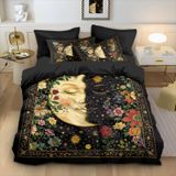 NDXRWDZR Çift Kişilik Nevresim 220 x 240 cm Yetişkin Güneş Ayı Siyah Gizli Fermuarlı Nevresim Takımı Yumuşak Anti-Alerji Mikrofiber Nevresim Takımı Nevresim Takımı ve 2 Yastık Kılıfı 50 x 80 cm