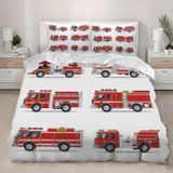 NDXRWDZR Çift Kişilik Nevresim 220 x 240 cm Yetişkin İtfaiye Aracı Gizli Fermuarlı Nevresim Takımı Yumuşak Anti-Alerji Mikrofiber Nevresim Takımı Nevresim Takımı ve 2 Yastık Kılıfı 50 x 80 cm
