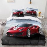NDXRWDZR Çift Kişilik Nevresim 220 x 240 cm Yetişkin Kırmızı Spor Araba Gizli Fermuarlı Nevresim Takımı Yumuşak Anti Alerji Mikrofiber Nevresim Takımı Nevresim Takımı ve 2 Yastık Kılıfı 50 x 80 cm