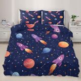 NDXRWDZR Çift Kişilik Nevresim 220 x 240 cm Yetişkin Mavi Uzay Roketi Gizli Fermuarlı Nevresim Takımı Yumuşak Anti-Alerji Mikrofiber Nevresim Takımı Nevresim ve 2 Yastık Kılıfı 50 x 80 cm