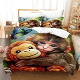 NDXRWDZR Çift Kişilik Nevresim 220 x 240 cm Yetişkin Maymun 0 Gizli Fermuarlı Nevresim Takımı Yumuşak Anti Alerji Mikrofiber Nevresim Takımı Nevresim ve 2 Yastık Kılıfı 50 x 80 cm