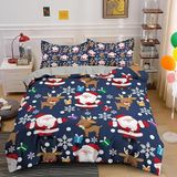 NDXRWDZR Çift Kişilik Nevresim 220 x 240 cm Yetişkin Noel Baba Gizli Fermuarlı Nevresim Takımı Yumuşak Anti-Alerji Mikrofiber Nevresim Takımı Nevresim ve 2 Yastık Kılıfı 50 x 80 cm