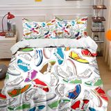 NDXRWDZR Çift Kişilik Nevresim 220 x 240 cm Yetişkin Renkli Ayakkabı Gizli Fermuarlı Nevresim Takımı Yumuşak Anti-Alerji Mikrofiber Nevresim Takımı Nevresim Takımı ve 2 Yastık Kılıfı 50 x 80 cm