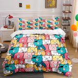 NDXRWDZR Çift Kişilik Nevresim 220 x 240 cm Yetişkin Renkli Ayı Gizli Fermuarlı Nevresim Takımı Yumuşak Anti-Alerji Mikrofiber Nevresim Takımı Nevresim Takımı ve 2 Yastık Kılıfı 50 x 80 cm
