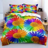 NDXRWDZR Çift Kişilik Nevresim 220 x 240 cm Yetişkin Renkli Papatya Gizli Fermuarlı Nevresim Takımı Yumuşak Anti-Alerji Mikrofiber Nevresim Takımı Nevresim Takımı ve 2 Yastık Kılıfı 50 x 80 cm