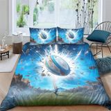 NDXRWDZR Çift Kişilik Nevresim 220 x 240 cm Yetişkin Rugby Gizli Fermuarlı Nevresim Takımı Yumuşak Anti-Alerji Mikrofiber Nevresim Takımı Nevresim ve 2 Yastık Kılıfı 50 x 80 cm