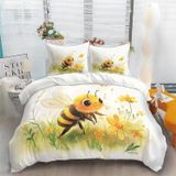 NDXRWDZR Çift Kişilik Nevresim 220 x 240 cm Yetişkin Sarı Arı Gizli Fermuarlı Nevresim Takımı Yumuşak Anti-Alerji Mikrofiber Nevresim Takımı Nevresim Takımı ve 2 Yastık Kılıfı 50 x 80 cm
