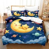 NDXRWDZR Çift Kişilik Nevresim 220 x 240 cm Yetişkin Sarı Yıldız Ay Gizli Fermuarlı Nevresim Takımı Yumuşak Anti-Alerji Mikrofiber Nevresim Takımı Nevresim Takımı ve 2 Yastık Kılıfı 50 x 80 cm