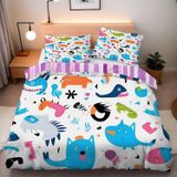 NDXRWDZR Çift Kişilik Nevresim 220 x 240 cm Yetişkin Sevimli Hayvanlar Gizli Fermuarlı Nevresim Takımı Yumuşak Anti Alerji Mikrofiber Nevresim Takımı Nevresim Takımı ve 2 Yastık Kılıfı 50 x 80 cm