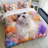 NDXRWDZR Çift Kişilik Nevresim 220 x 240 cm Yetişkin Sevimli Köpek Nevresim Takımı Gizli Fermuarlı Yumuşak Anti-Alerji Mikrofiber Nevresim Takımı Nevresim Takımı ve 2 Yastık Kılıfı 50 x 80 cm