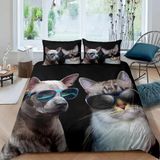 NDXRWDZR Çift Kişilik Nevresim 220 x 240 cm Yetişkin Sevimli Köpekler Ve Kediler Gizli Fermuarlı Nevresim Takımı Yumuşak Anti Alerjik Mikrofiber Nevresim Takımı Nevresim Takımı ve 2 Yastık Kılıfı 50 x