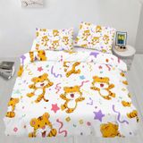 NDXRWDZR Çift Kişilik Nevresim Takımı 220 x 240 cm Sevimli Kaplan Gizli Fermuarlı Nevresim Takımı Yumuşak Hipoalerjenik Mikrofiber Nevresim Takımı ve 2 Yastık Kılıfı 50 x 80 cm