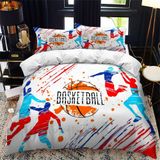 NDXRWDZR Çift Kişilik Nevresim Takımı, Basketbol Nevresim Takımı, Fermuarlı Kapama, Aldults Çocuklar için Yumuşak Hipoalerjenik Mikrofiber Yorgan Kılıfı 200x200 cm + 2 Yastık Kılıfı 50x75 cm